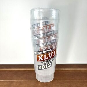 Set of 4 Super Bowl XLVI 2012 Indianapolis Plastic Cups New Sealed NFL Souvenir‎
